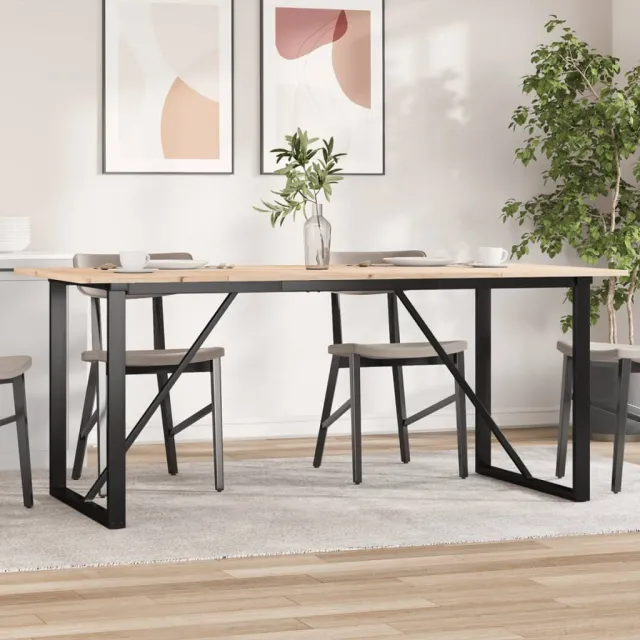vidaXL Eettafel O-frame 180x90x75 cm massief grenenhout en staal Bruin