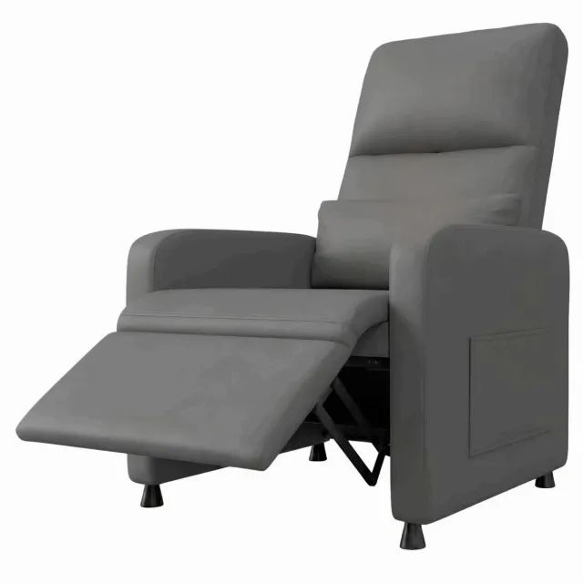 Happiq Elektrische Relaxfauteuil - Verstelbare Rugleuning met Massage en Verwarming - voor woonkamer en home theater - Grijs PU Leer - Zwart