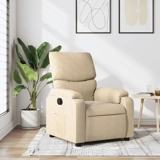 vidaXL Fauteuil verstelbaar stof crèmekleurig