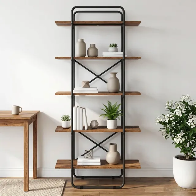 vidaXL Boekenrek 5-laags 60 x 35 x 175,5 cm PB Eikenhout, foto 2