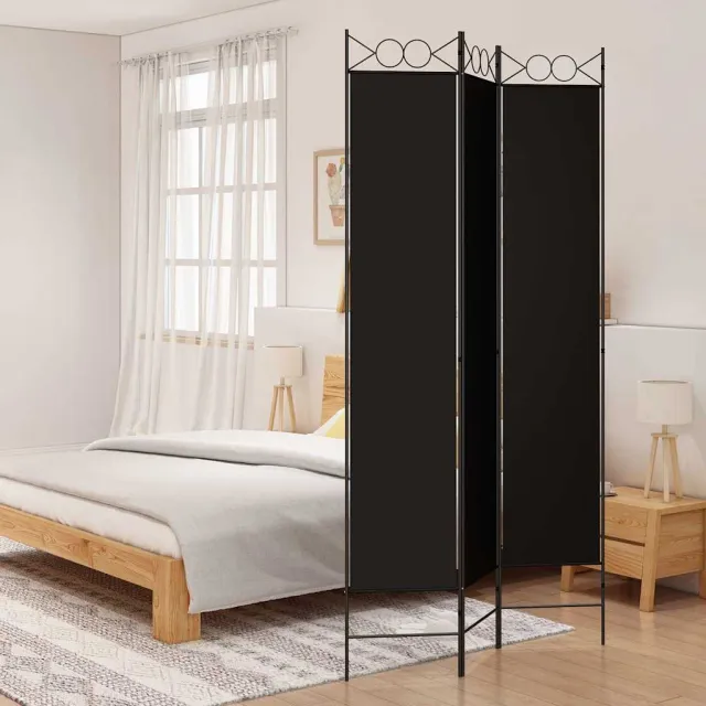 vidaXL Kamerscherm met 3 panelen 120x220 cm stof zwart, foto 2