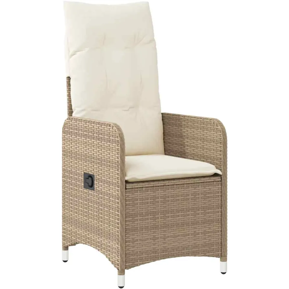 vidaXL 9-delige Bistroset met kussens poly rattan beige