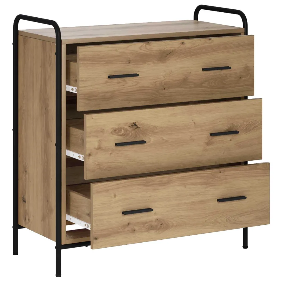 vidaXL Dressoir Artisanaal eiken 97 x 33 x 81 cm Bewerkt hout Bruin