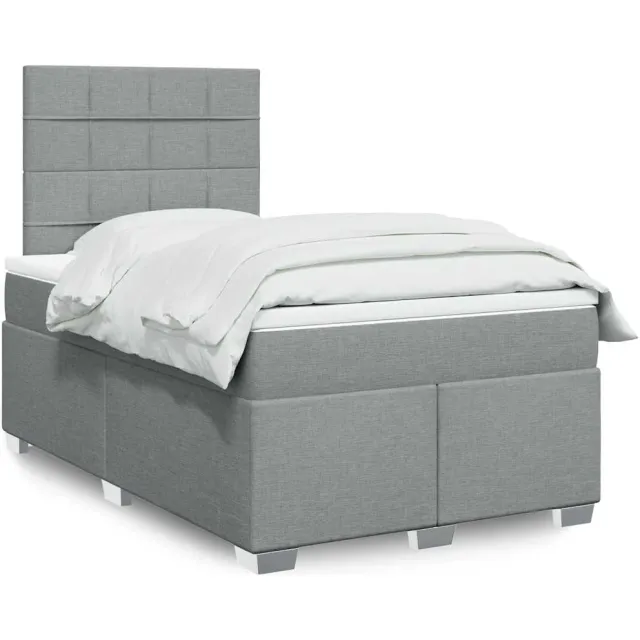 vidaXL Boxspring met matras stof lichtgrijs 120x200 cm grijs