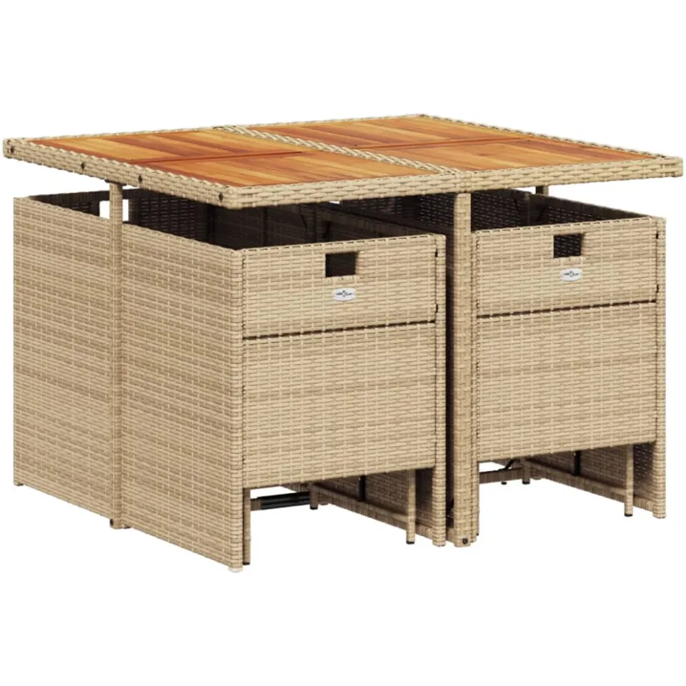 vidaXL 9-delige Tuinset met kussens poly rattan beige, foto 3