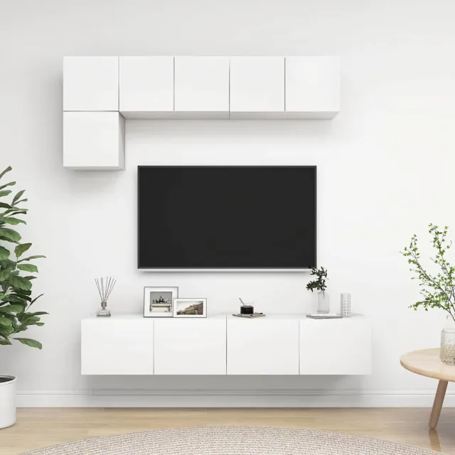 vidaXL 5-delige Tv-meubelset bewerkt hout wit, foto 2