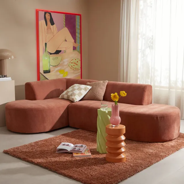 NOUS Living hoekbank met ronde hoek Arles - roze