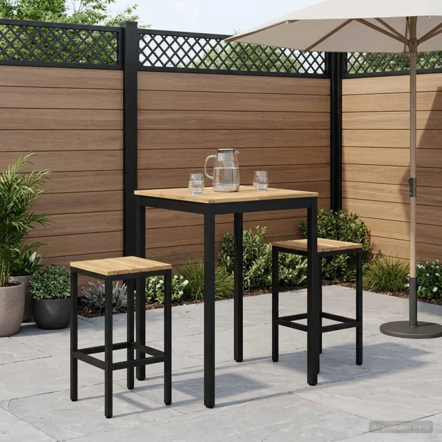 vidaXL Tuinbar Tafel NAARDEN Whitewash en zwart 70 x 68,5 x 105 cm, foto 2