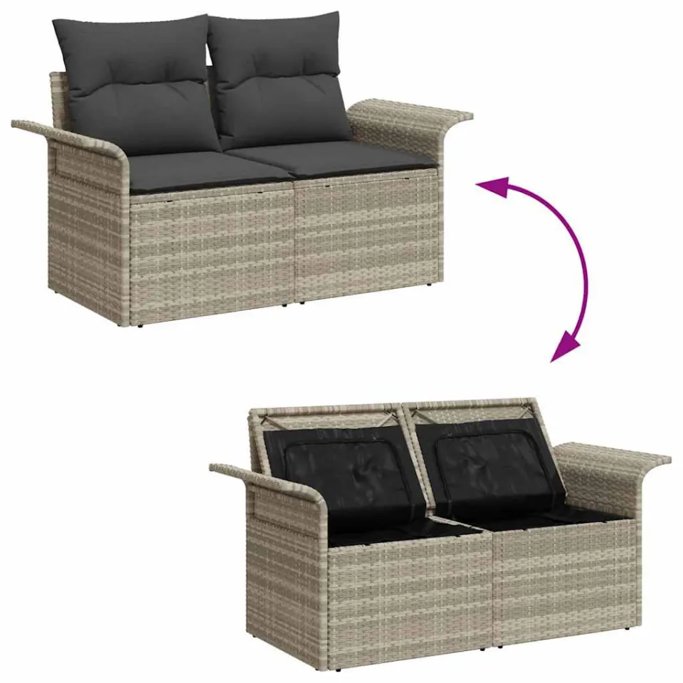 vidaXL Tuin Sofa Set 8 st Lichtgrijs [Synthetisch]: Poly Rattan, foto 4