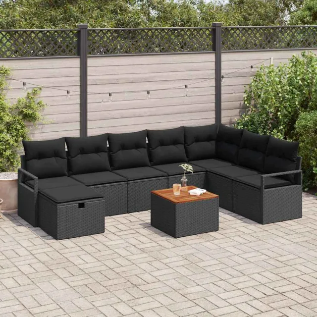 vidaXL Tuinbankenset 9 st Zwart Poly riet, foto 2