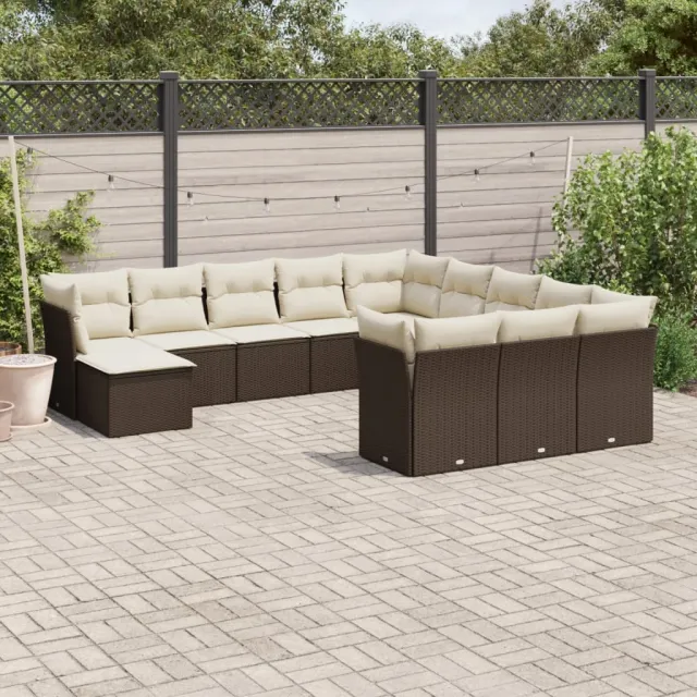 vidaXL 12-delige Loungeset met kussens poly rattan bruin, foto 2