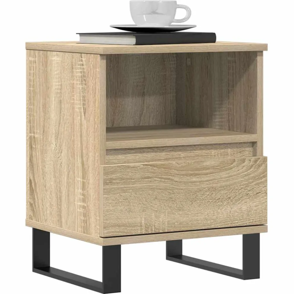vidaXL Nachtkastje 40x35x50 cm bewerkt hout sonoma eikenkleurig