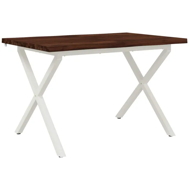 vidaXL Eettafel - met - levendige - rand - 90 - x - 55 - x - 75 - cm - Massief - Acacia - Hout Donkerbruin en Wit
