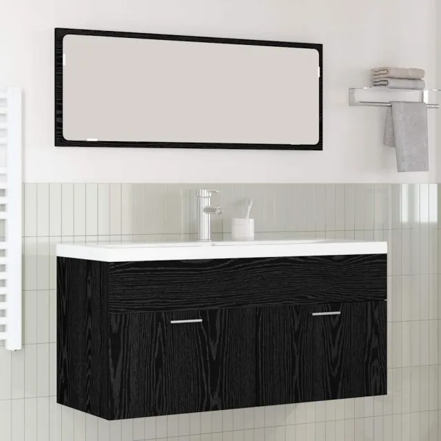 vidaXL Badkamerkast Zwart Eiken 100 x 38,5 x 46 cm Bewerkt hout, foto 2