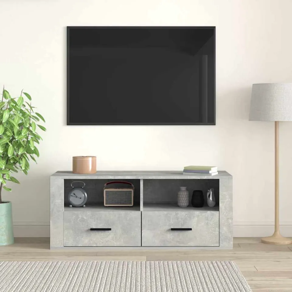 vidaXL Tv-meubel 100x35x40 cm bewerkt hout betongrijs grijs, foto 3