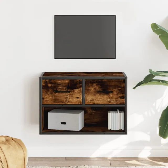 vidaXL Tv-meubel 60x31x39,5 cm bewerkt hout metaal gerookt eikenkleur, foto 2