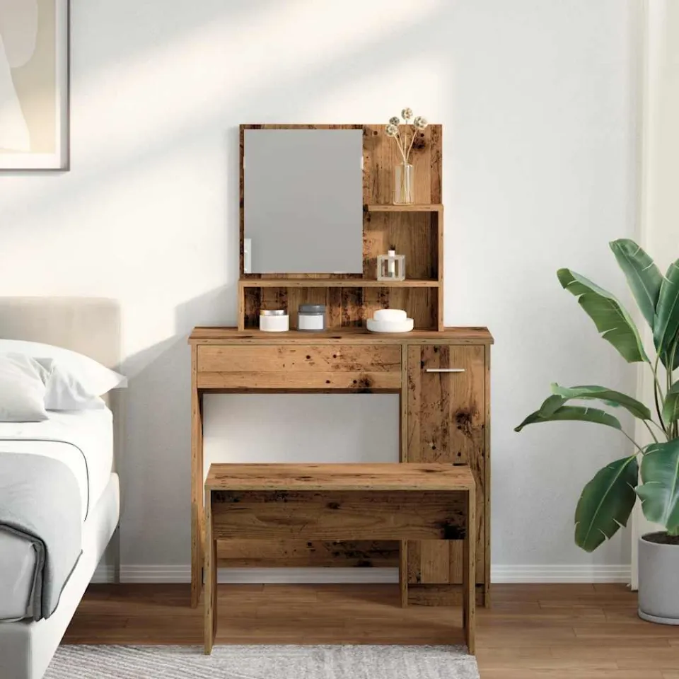 vidaXL Kaptafelset bewerkt hout oud houtkleurig bruin, foto 2