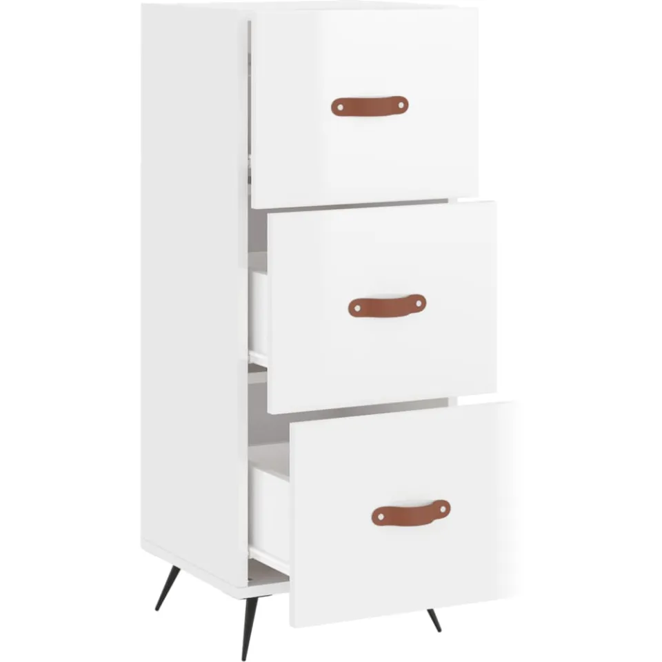 vidaXL Dressoir 34,5x34x90 cm bewerkt hout hoogglans wit