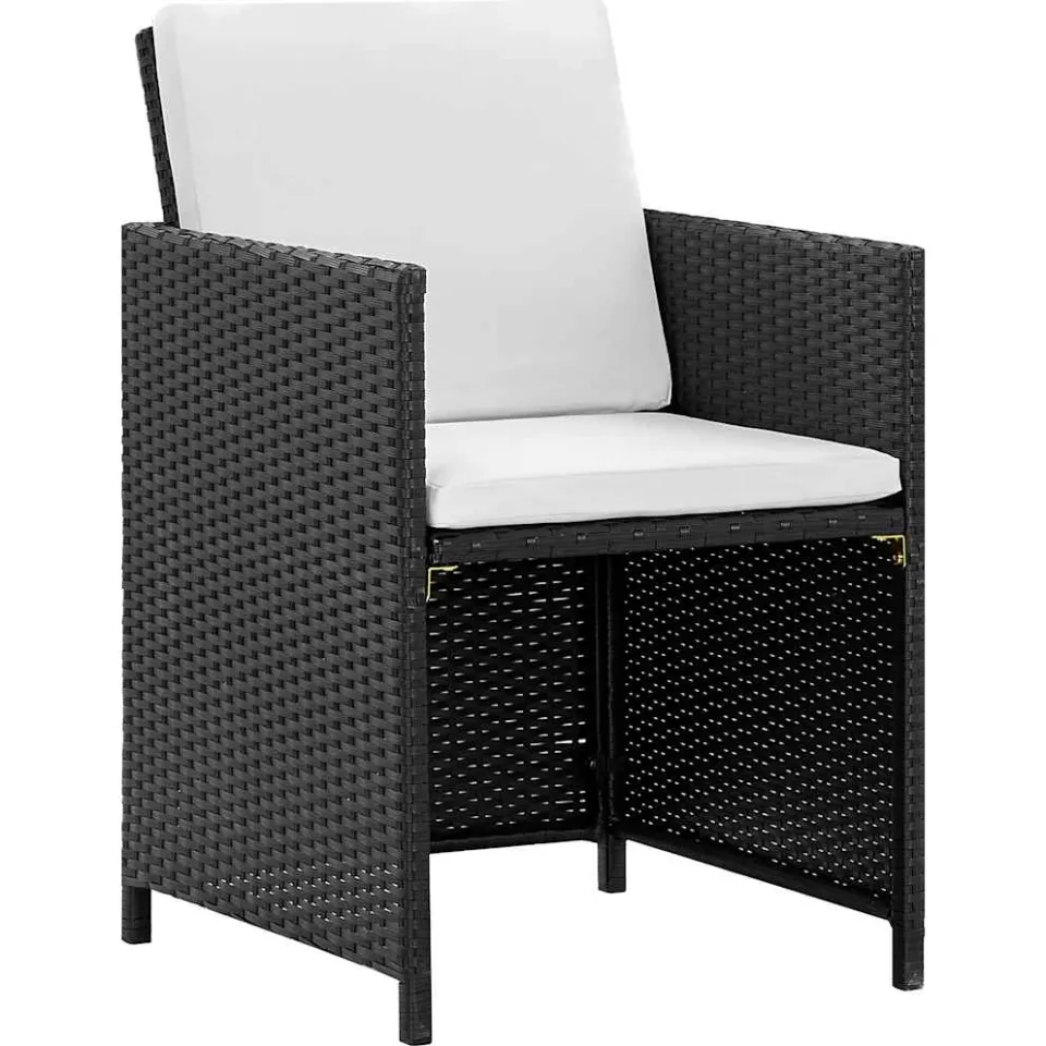 vidaXL 9-delige Tuinset met kussens poly rattan zwart, foto 3