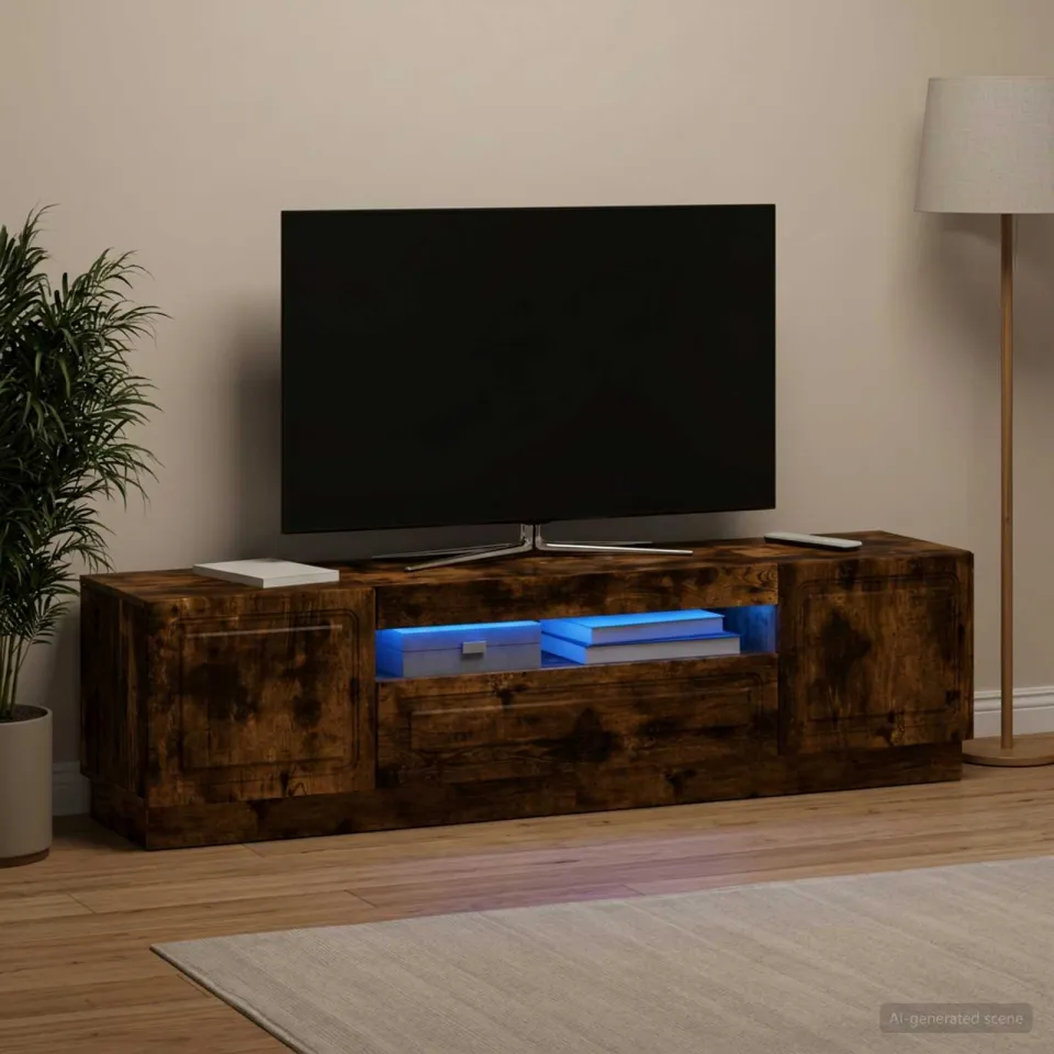 vidaXL LED tv-meubel Gerookt eiken Bewerkt hout, foto 4