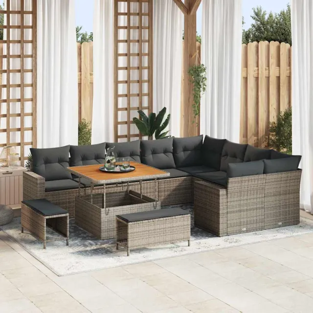 vidaXL Tuinbankenset 12 st Grijs poly rattan, foto 2