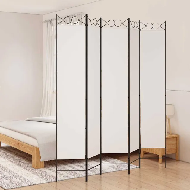 vidaXL Kamerscherm met 5 panelen 200x220 cm stof wit, foto 2