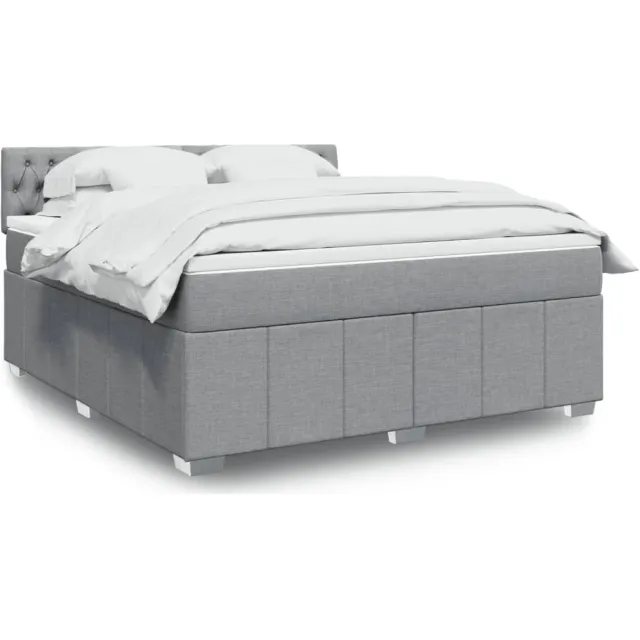 vidaXL Boxspring met matras stof lichtgrijs 180x200 cm grijs