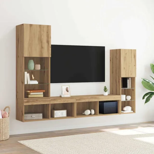 vidaXL TV-kast 4 st artisanaal eikenkleurig Bewerkt hout, foto 2
