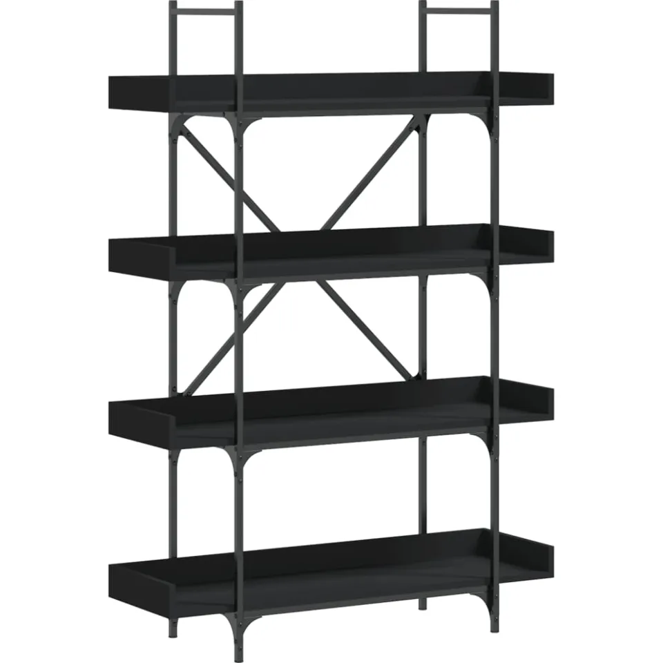 vidaXL Boekenkast 4-laags 100x33x145,5 cm bewerkt hout zwart, foto 3
