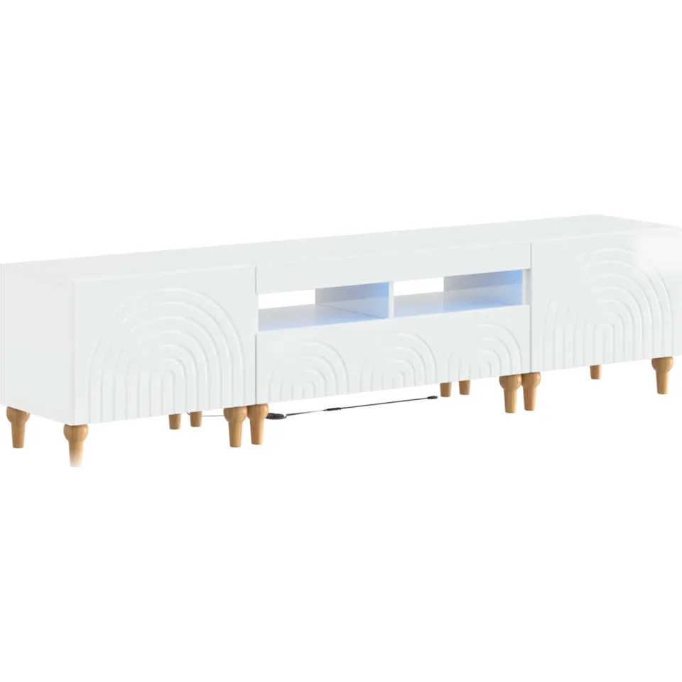 vidaXL 3-delige LED TV-kast Hoogglans Wit Bewerkt hout