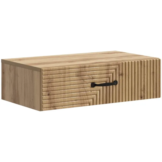 vidaXL Wandgemonteerde - Zijtafel - 59 - x - 34,5 - x - 17 - cm - Bewerkt - hout Artisanaal eiken