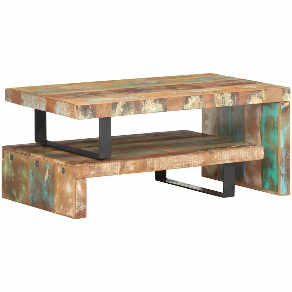 vidaXL 2-delige Salontafelset massief gerecycled hout bruin, foto 2