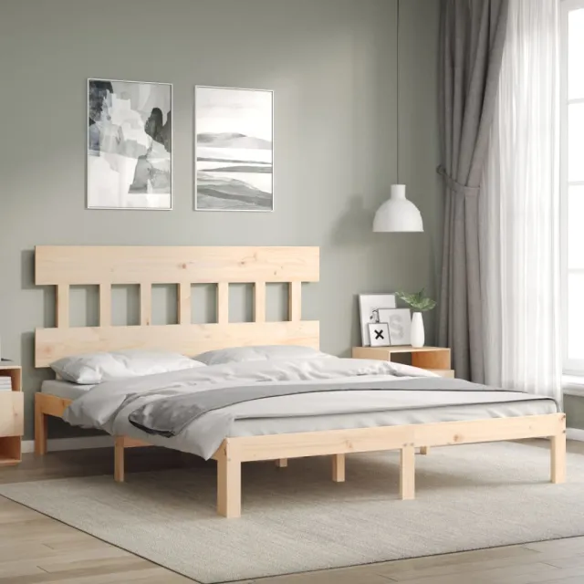 vidaXL Bedframe met hoofdbord massief hout Bruin