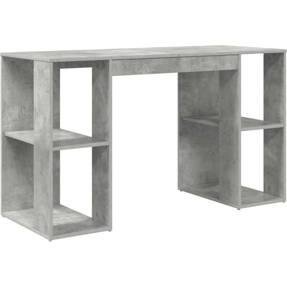 vidaXL Bureau Beton Grijs 130 x 50,5 x 75 cm Bewerkt hout, foto 3