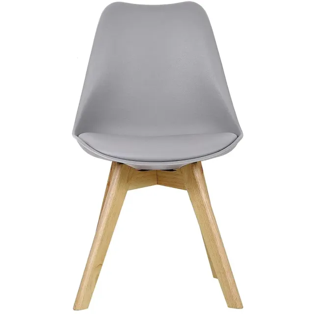 Klarven Eetkamerstoelen Set van 4 Grijs - Kunstleren Eetkamerstoelen - Eetkamerstoelen Hout - Dining Chairs - Slijtvaste Bekleding, Stevig Houten Frame, Ergonomische Rugleuning - 100 kg Draagvermogen - B42xd48cm