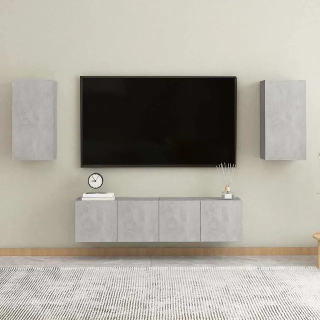vidaXL 4-delige Tv-meubelset bewerkt hout betongrijs grijs, foto 2