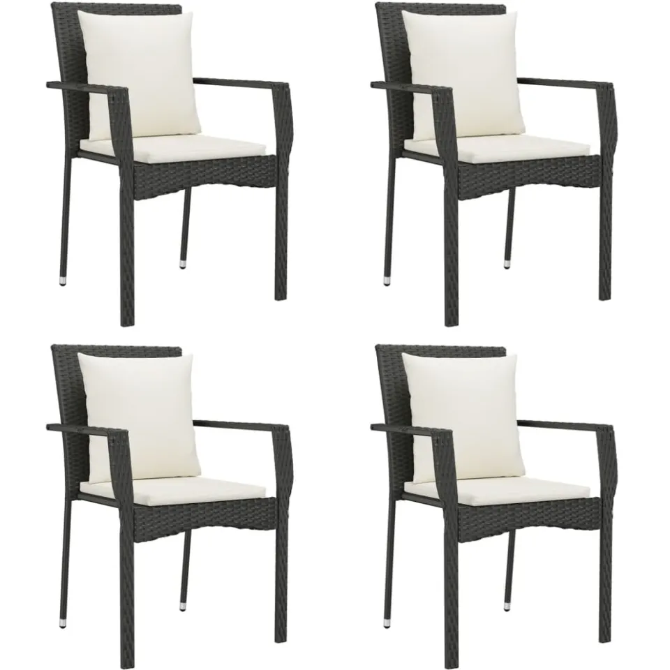 vidaXL 5-delige Tuinset met kussens poly rattan zwart, foto 3