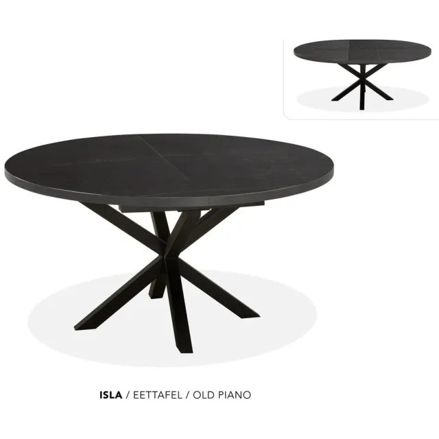 Maxfurn Ronde uitschuiftafel 130/170 | Zeer krasvast | Kleur: Old Piano Old Piaono