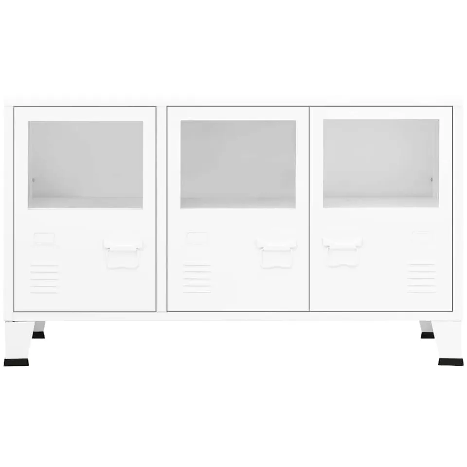 vidaXL Dressoir industrieel 105x35x62 cm metaal en glas wit