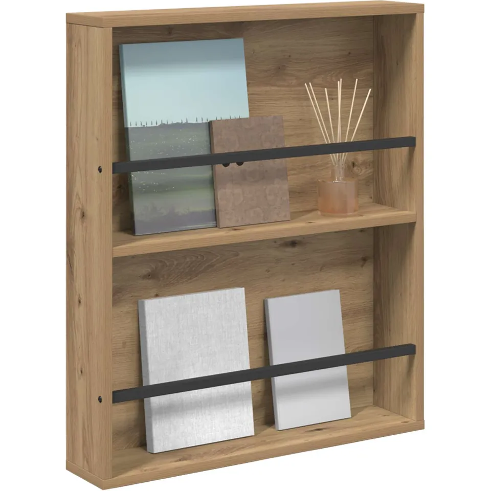 vidaXL Tijdschrift Rek Artisan Eiken 60 x 12 x 70 cm Bewerkt hout Bruin