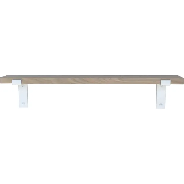 GoudmetHout Wandplank Industrieel - 180 x 10 cm Muurplank - Licht Eiken Hout - Decoratie Wandrek & Boekenrek - Hangplank Keuken - Wall Shelf + 2 Mat Witte Plankdragers van Staal Licht eiken, mat wit - 10 cm