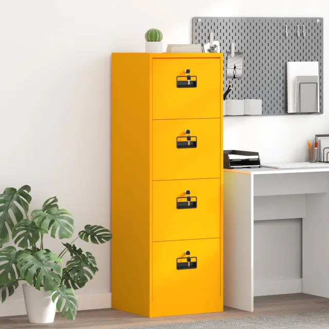 vidaXL Bestandenkast Mosterdgeel 45,5 x 42 x 139 cm Koudgewalst Staal