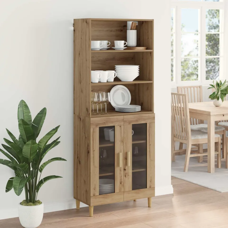 vidaXL Hoge kast Artisan Eiken 69,5 x 32,5 x 180 cm Bewerkt hout, foto 4