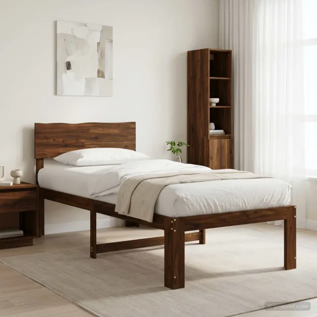 vidaXL Eenpersoonsbed met hoofdbord ROSTOCK Donkerbruin 90 x 190 cm