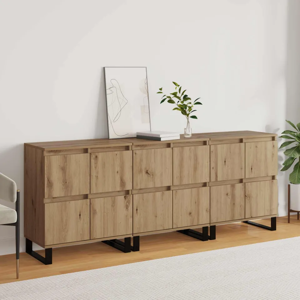 vidaXL Dressoir 3 st Artisan Eiken 60 x 35 x 70 cm, foto 4