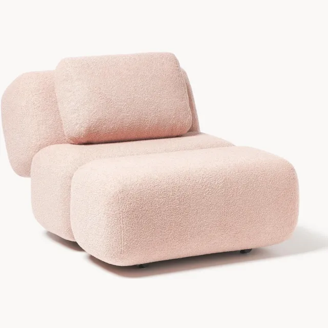Westwing Collection Teddy fauteuil Caterpillar Roze