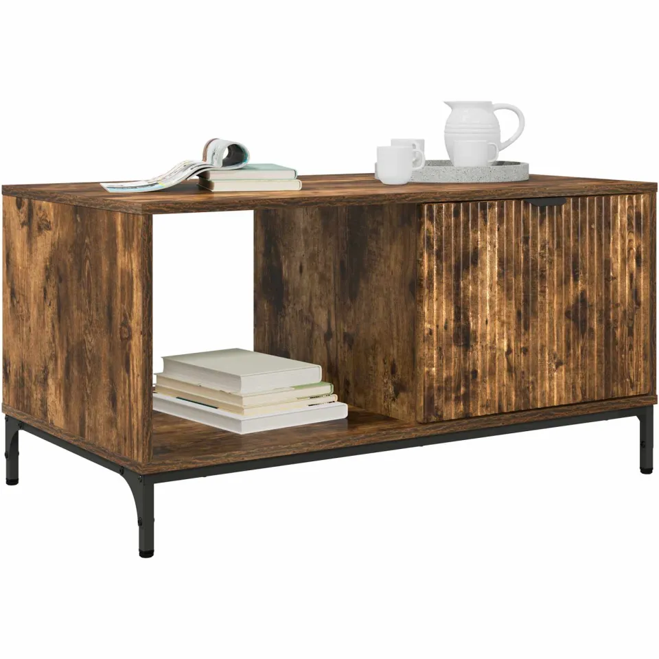 vidaXL Salontafel Gerookt eiken 90 x 49 x 46 cm Bewerkt hout Bruin