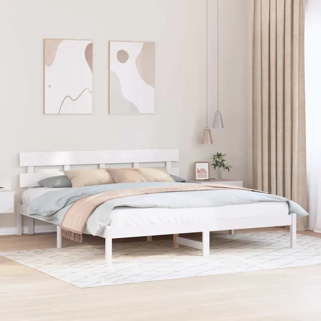 vidaXL Bedframe met hoofdeinde Wit 180 x 200 cm Massief grenenhout