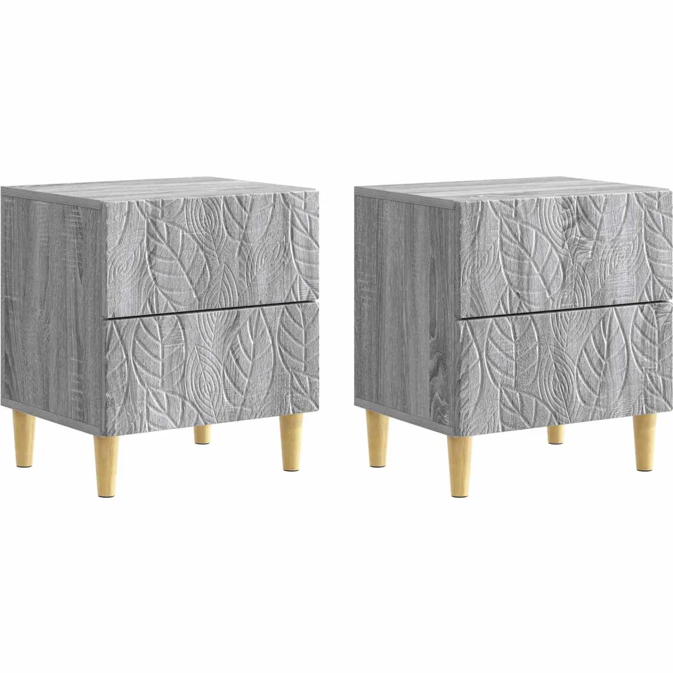 vidaXL Nachtkastje 2 st Grijs Sonoma 43 x 34,5 x 48 cm Bewerkt hout