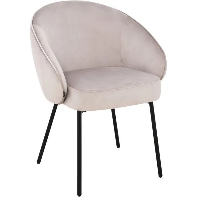 ExitoDesign OTILO - Eetkamerstoel - Beige Velours - Met Armleuningen - Moderne Stijl Beige;Zwart
